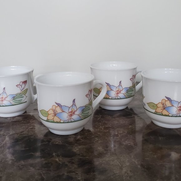 VINTAGE ARCOPAL FRANCE 4 sets Floral Teacup & Saucer Pastels Cottagecore Coastal - Picture 3 of 8